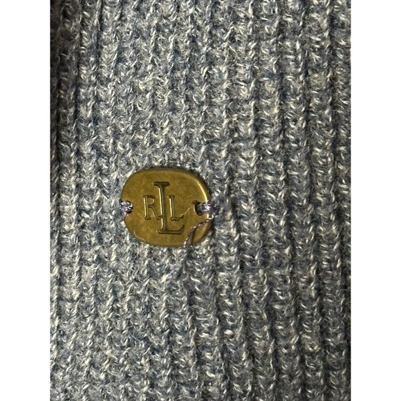 Lauren Ralph Lauren Cowl Neck Sweater Size L 100% Cotton Blue - Picture 3 of 7